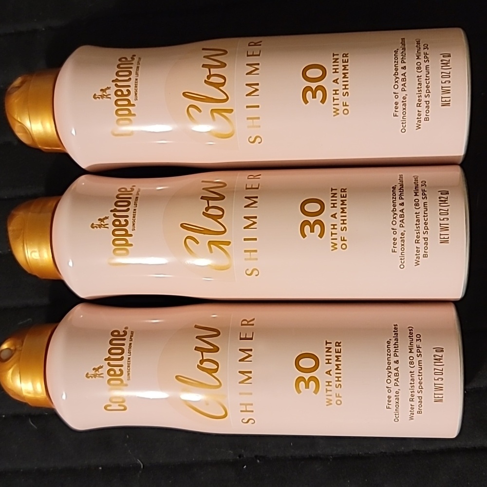 COPPERTONE GLOW SHIMMER SPF 30 SUNSCREEN SPRAY 5 oz (3 cans)